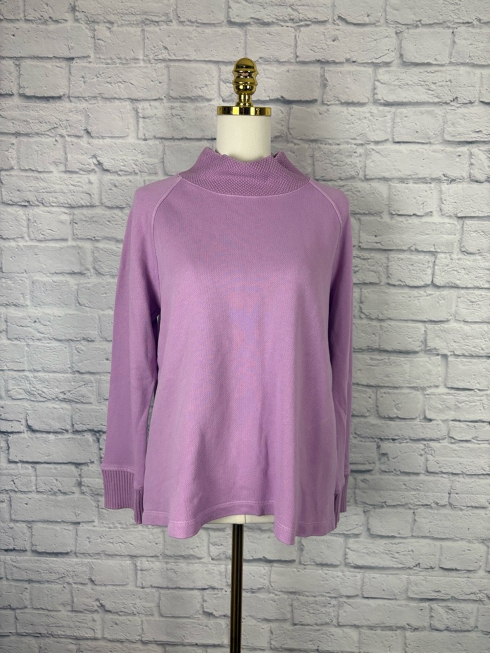 J Jill Sweater-Trim Mock-Neck Top size S